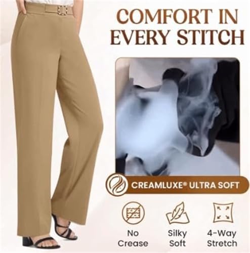 Zenacharm Pants, SoraGrace - Women's Perfect Drape High Rise Pull-On Pants, Elastic Straight Wide Leg Dress Slacks2