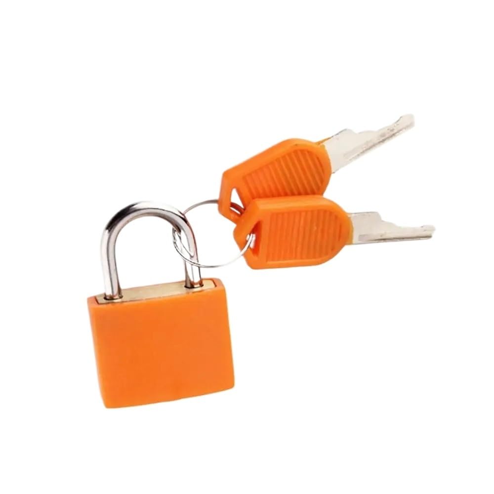 Padlock 2PCS 23 * 30 * 18.5mm Coloured Small Luggage Lock Cabinet Door Bookbag Diary Suitcase Anti-Theft Security Padlock(23mm Orange)