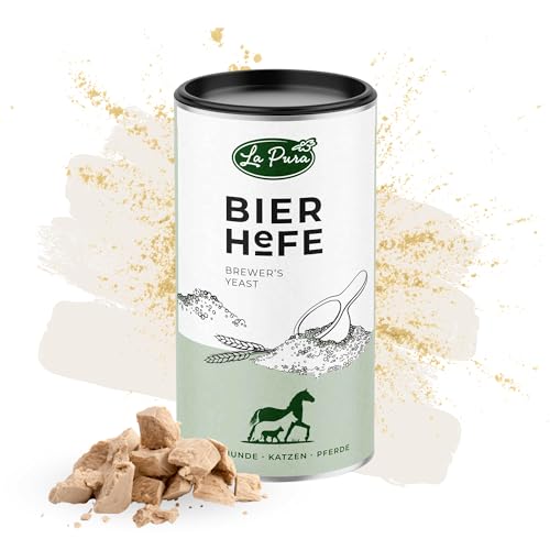 LaPura Levure de bière pour chien, chat et cheval – Contre la perte de cheveux, les pellicules, les démangeaisons et la peau sèche, avec oméga 3 & 6, biotine, vitamines B, levure de bière 100