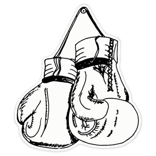 Azeeda 'Hanging Boxing Gloves' White Premium Vinyl Decal Sticker – Waterproof, Durable & Easy to Apply - for Car Bumpers, Windows, Bins & More - XL (460mm) (DW00052456)