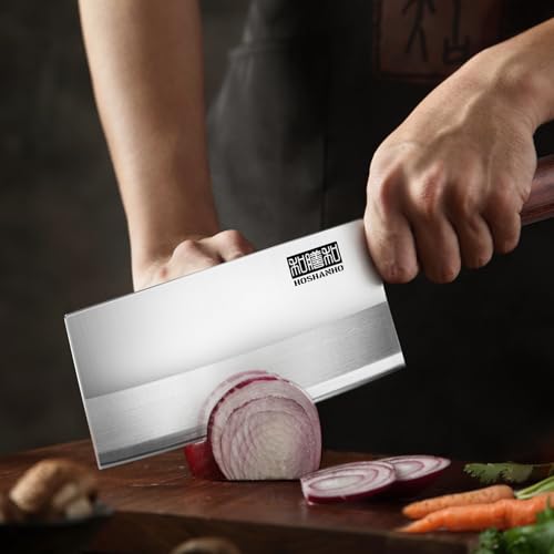 HOSHANHO Ultra Sharp Cleaver Knife 7 inch, Powder Steel and High Carbon Steel Chinese Cleaver Butcher Knife with Wooden Handle, Meat Cleaver for Home and Restaurant - Image 7