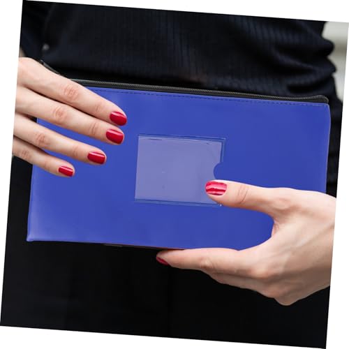 Bank Deposit Bag with Zipper Compact PU Money Pouch for Cash Coins and Elegant Design with Transparent Window Portable Utility for Everyday Use4