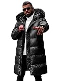 OZONEE Herren Winterjacke Jacke Parka Farbvarianten Warm Winterparka Funktionsparka Wintermantel Lange Kunstfell Gefüttert Outdoor Puffer Jacket Gepolstert O/M800Z SCHWARZ XL