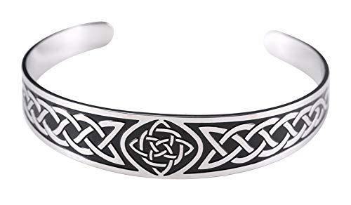 LIKGREAT Irish Celtic Knot Cuff Bracelet Stainless Steel Viking Amulet Bangle Bracelet for Women Men