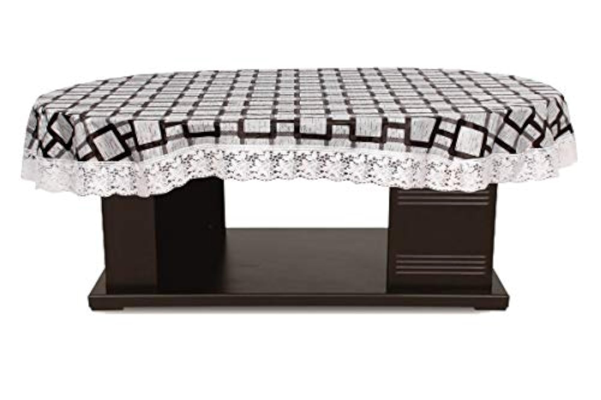 Oval Shaped 12 Seater Table Cover, Lattice Pattern Grey, Waterproof PVC