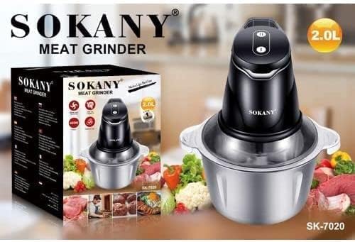 SOKANY Grinder-Chopper with packaging and food items