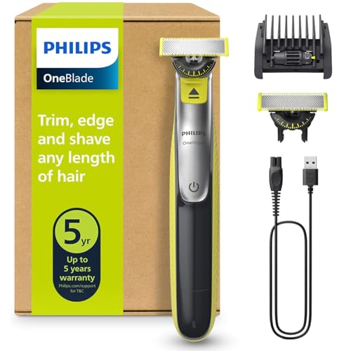 Philips OneBlade 360 Face, Autentico Regolabarba e Rasoio Elettrico, con l'Innovativa Lama 360, 2 Lame 360 per il Viso, Pettine Regolabile 5 in 1 (Modello QP2734/30)