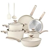DishDelight Juego de Ollas y Sartenes 12pcs Aluminio Antiadherente Sartene Wok Cacerola con Tapas para Todas las Cocinas Inducción
