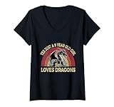Photo Gallery yes just a 9 year old girl and loves dragons cute birthday maglietta con collo a v Photo Gallery yes just a 9 year old girl and loves dragons cute birthday maglietta con collo a v