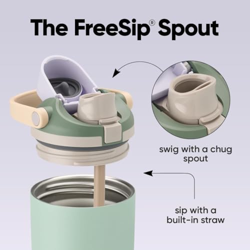 Image of FreeSip Gym Water Bottle 30oz with Built-in Straw & Chug Spout, Leak Proof Lock Lid, Carry Handle Travel Bottle for Fitness Workout Training Sports and Car Cup Holder(900 ML)