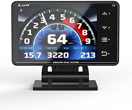 Lufi Xs Obd2 Gauge Display, GPS Speedometer,car inclinometer, Boost Gauge, RPM Meter, Heads up Display for car,Multifunction Digital Gauge Cluster