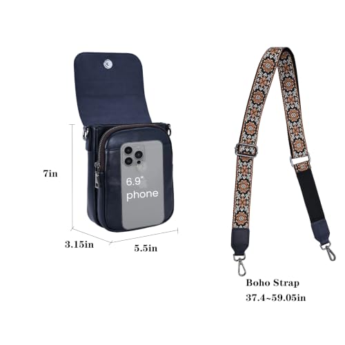 Image of HESHE Small Leather Crossbody Bag for Women RFID Phone Purse with Card Slot | Anti Theft,Genine Leather,Wide Adjustable Strap,Multi-Pocket Fits 6.9 inch Phone Trendy Shoulder Cross Body Bag for Daily,Travel