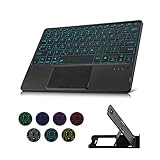 Wireless Backlit Bluetooth Keyboard with Touchpad Ultra Slim 7-Colors Backlit Keyboard,Portable Rechargeable Keyboard for iOS iPhone/IPad/IPad Pro,Samsung Android Tablets,Windows