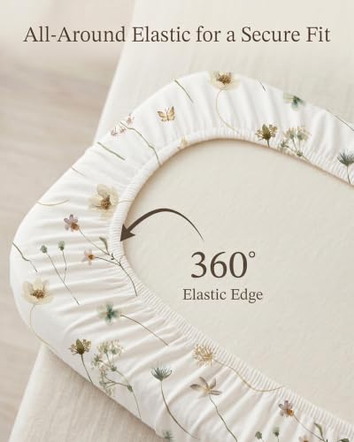 Image of Bedside Bassinet Sheets 2 Pack, 33 x 20 Fitted Bedside Sleeper Sheets, Ultra Soft Breathable Polyester, Ideal for Baby Girl or Boy and Newborns (Butterfly Garden, Bedside Sleeper Sheet)