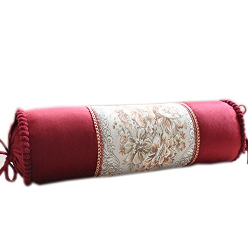 Home Leisure Store-Throw Pillows European Style Sofa Decorative Candy Pillow Luxurious Retro Cylindrical Long Cushion Washble (Wine red)