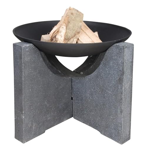 Esschert FF80 46 x 68 x 68cm Fire Bowl withFoot Cast-Iron/Granite - Black