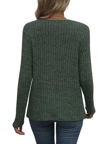 Womens Ribbed Knit Sweaters 2025 Fall Casual Long Sleeve Crewneck Pullover Tops with Pocket3