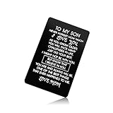 Vadaka Son Gift From Mom Metal Wallet Insert Card Mom to Son Inspirational Gift Encouragement Present Inspirational Engraved Wallet Card Inserts Birthday Graduation Wedding Present