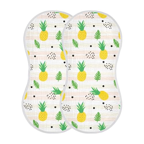 xigua Yellow Pineapples Muslin Baby Burp Cloths Set of 1, Super Soft & Absorbent Burping Rags, Cotton Burp Clothes Shower Gift for Newborn, Baby Girls and Boys2