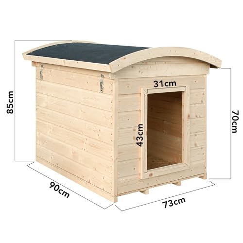Hundehütte Outdoor kleine Hunde – Hundehaus Holz für Kleiner Rassen, wasserfestes Dach 87 x 102 x H85 cm, Größe S, Timbela M405-1