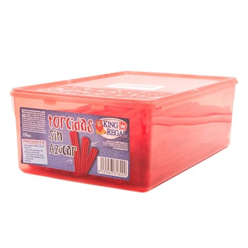 Torcidas Sin Azúcar - Regaliz Rojo Sabor Fresa - Estuche 150 Unidades - Golosinas Sin Azucar, para Niños, Adultos y Diabéticos - Snack Saludable y Delicioso