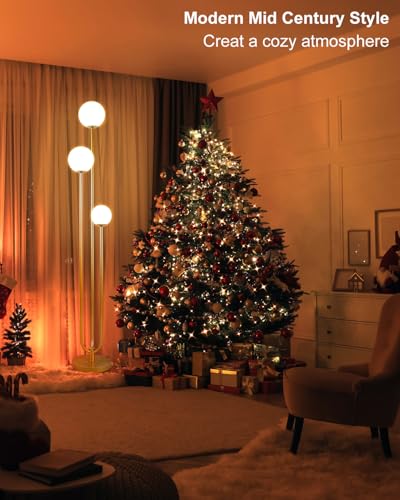 Image of Lightdot Globe Floor Lamp for Living Room Mid Century Modern Floor Lamps with 3000K Warm White Bulbs Included Unique Gold Standing Lamps with 5Lbs Heavy Base for Party /Bedroom /Sofa Beside /Corner Decor