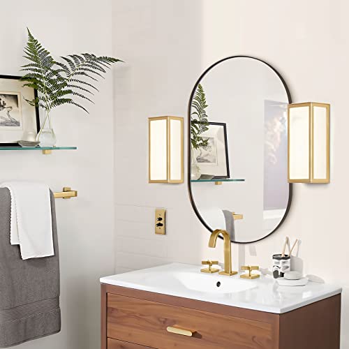 Andy Star Bronze Bathroom Mirror For Wall, 20X33 Brushed Bronze Oval Mirrors Stainless Steel Metal Frame Deep 1’’ For Bathroom, Bedroom, Living Room, Entryway, Hang Vertical Or Horizontal #TOP7