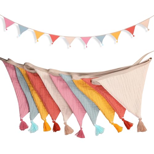Yuanchu Guirlande de fanions pour chambre d'enfant - 300 cm - En tissu à suspendre des deux côtés - Décoration murale - Pour lit d'enfant et fille - Cadeau pour garçon en plein air - Bonbon