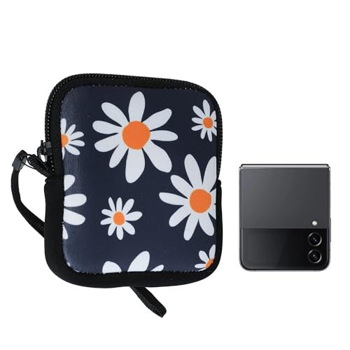 kwmobile Étui pour Smartphone Pliable - Étui en néoprène - Étui pour téléphone XXS - 3/3,5" Marguerites - pour Mobiles de Dimensions 10 x 8 x 2 cm