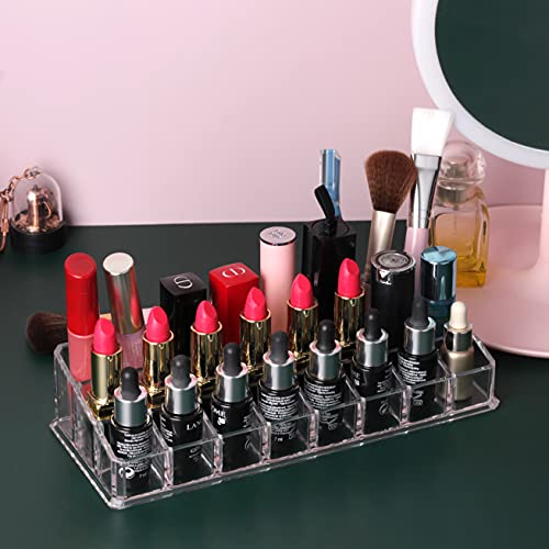 MOSIKER Acrylic Makeup Lipstick Organizer Clear Cosmetic Storage Organizers With 24 Slots Cosmetics Holder
