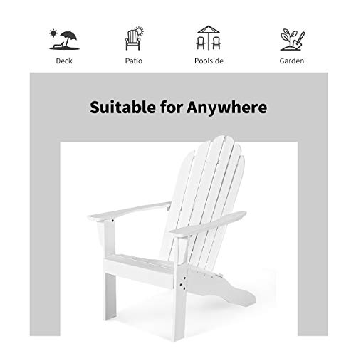Giantex Adirondack Chair Set Of 2 Acacia Wood Outdoor Chairs With 350 Lbs Weight Capacity, Lounge Chair Armchair For Yard, Patio, Garden, Poolside, Balcony, Deck Fire Pit Chairs, White #TOP5