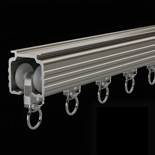 2-19.7 FT Ceiling Track System | Wall Mounted Heavy Duty Curtain Rail | Aluminum Brackets & Silent Rollers | Perfect for Bedroom & Living Room (White, 80cm/2.62ft)