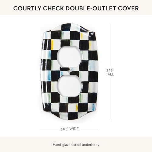 MACKENZIE-CHILDS Outlet Cover, Decorative Double-Outlet Cover Plate, Black-and-White Courtly Check by MACKENZIE-CHILDS - Image 4