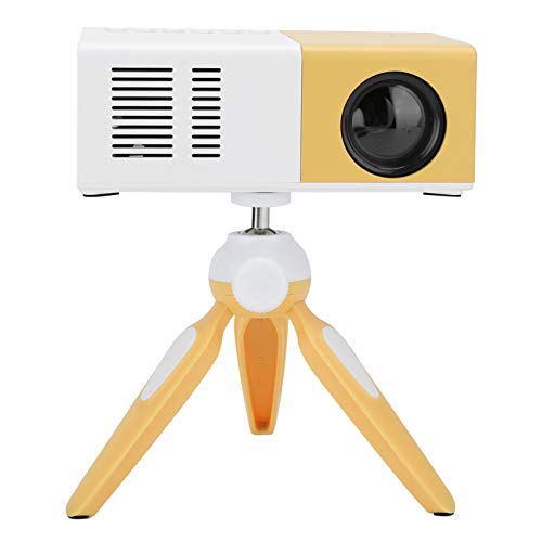 Mini projecteur Portable projecteur LED Home cinéma Lecteur multimédia vidéo projecteur avec Rack projecteur de cinéma Portable cinéma Maison(Blanc Jaune)