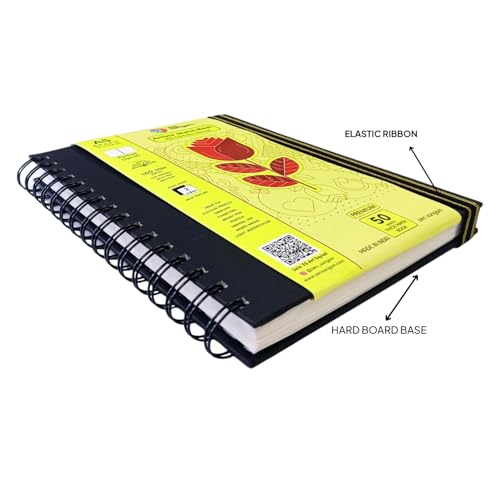 Image of Zen Sangam A6 Wiro Bound 160 GSM Sketchbook | 50 Sheets(100 Pages) Size 14.8x10.5cm | Ideal for Students, Adults, Home, School, Beginners, Professional Drawing, Sketching, Mandala|Artist Drawing Book