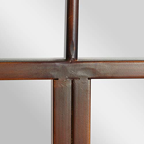 Deco 79 Metal Window Pane Inspired Wall Mirror With Arched Top, 24" X 2" X 48", Brown #TOP4