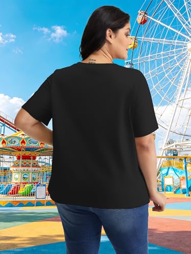 Image of NANYUAYA Plus Size Magic Shirts for Women Castle Kingdom Graphic Magical T Shirt Cute Holiday Princess Tee Vacation Tops