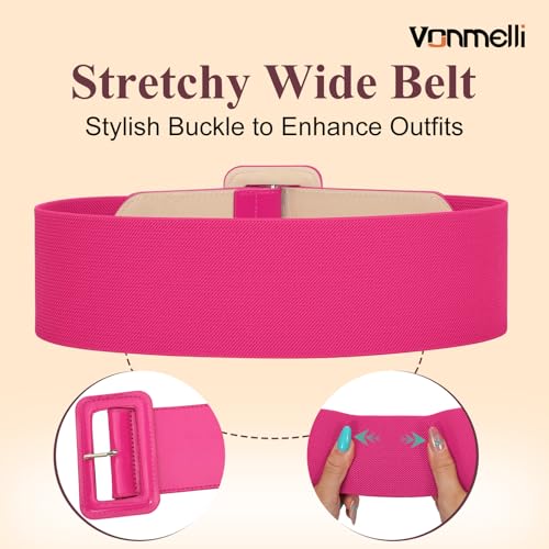 Image of VONMELLI Stretchy Wide Women Belts Elastic Vintage Belts for Women Fashion Ladies Waist Belt for Dress