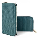 MillyMilk® Fondo Large – Großer Damen Cord Geldbeutel – Stoff Portemonnaie Vegan viel Platz für Karten, Münzen & Scheine – Formstabile Damenbörse mit Reißverschluss – Organizer Geldbörse (Petrol)