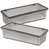MOKKHNB Caja Organizadora de Cubiertos Drenaje y Tapa, Soporte para Palillos Negro 26.8 X 12 X 7 CM, 2 Piezas para Uso Doméstico y Cocina