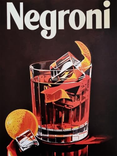 KUSTOM ART Poster Decorativo da Parete Serie Pubblicità Vintage Cocktail Aperitivo Negroni Stampa su Cartoncino 40x30cm Senza Cornice