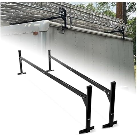 Kojem 72"-108" Adjustable Trailer Ladder Rack Compatible with Enclosed Trailers and Open Trailers Aluminum Powder Coated Black (6'-9') Cover