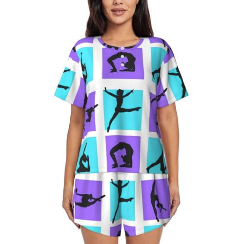 Pyjama de gymnastique femme ensemble short et haut manches courtes doux