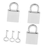 Dimensioni chiave: ca. 2,6 cm Lotto di 3 mini lucchetti quadrati con chiave, colore argento