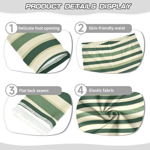 ALAZA Girls' Leggings Children's Yoga Pants Skinny Printed Dance Stripe Green Cream Comfortable 4T2