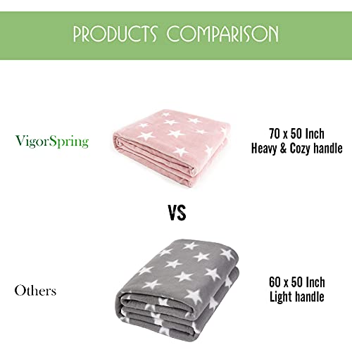 Vigorspring Girls Fleece Blanket Pink Star Throws Blankets - Soft Plush Cozy Microfibre Large Blanket For Kids All Seasons Throw - 50 X 70 Inch #TOP3