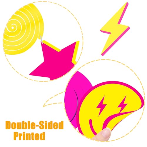 Image of Preppy Party Hanging Swirls Preppy Birthday Party Decoration Smile Face Lightning Star Themed Swirl Ceilings Smile Face Party Hanging Streamers for Preppy Theme Bachelorette Party Supplies