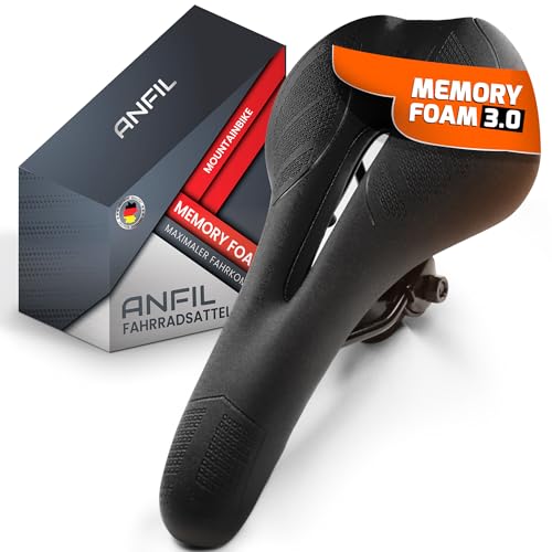 ANFIL® Fahrradsattel - Maximaler Fahrkomfort - Ergonomischer Fahrradsattel mit Memory Foam 3.0 - für Damen & Herren - Bequem & Weich - mit Optimierter Druckverteilung für Lange Fahrten - Das Original