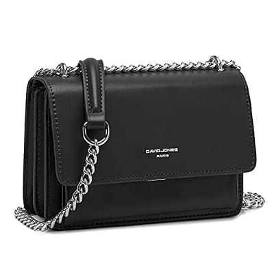 David Jones - Piccola Borsa a Tracolla Spalla Donna - Borsa Mano PU Pelle con Patta - Messenger Crossbody Bag Clutch Borsetta Sera Pochette Elegante Shopping Viaggio - Nero