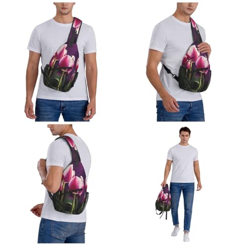 Bolso tipo bandolera unisex negro con diseño floral miniatura 6